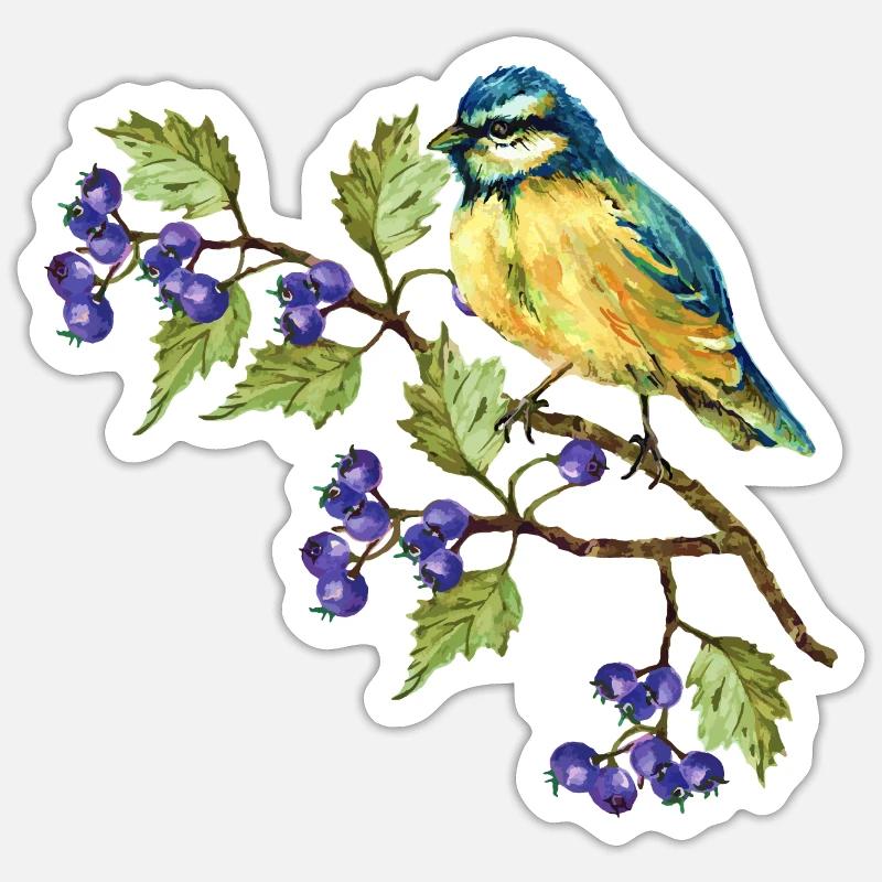 Bunter Vogel - Sticker Größe S (10 x 10 cm) - Mattweiß