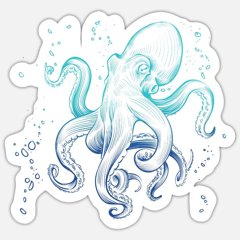 Octopus Squid Art Polyp Ocean - Sticker size S (10 x 10 cm) - white matte