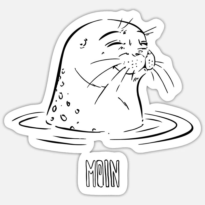Seehund Moin - Sticker Größe S (10 x 10 cm) - Mattweiß