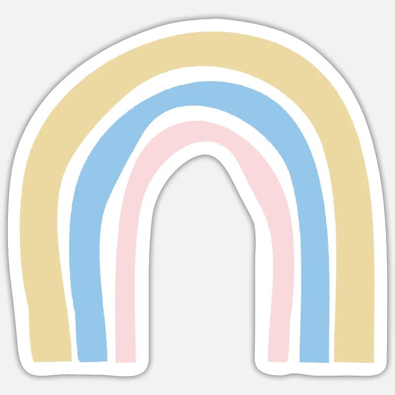 Rainbow - Regenbogen Pastell - Sticker Größe S (10 x 10 cm) - Mattweiß
