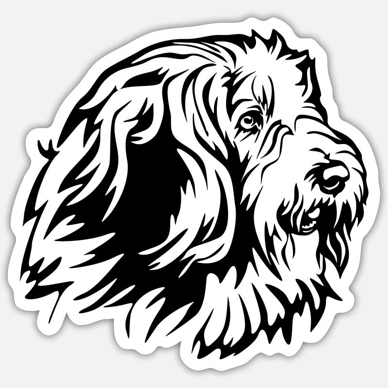 Bearded Collie Kopf - Sticker Größe S (10 x 10 cm) - Mattweiß