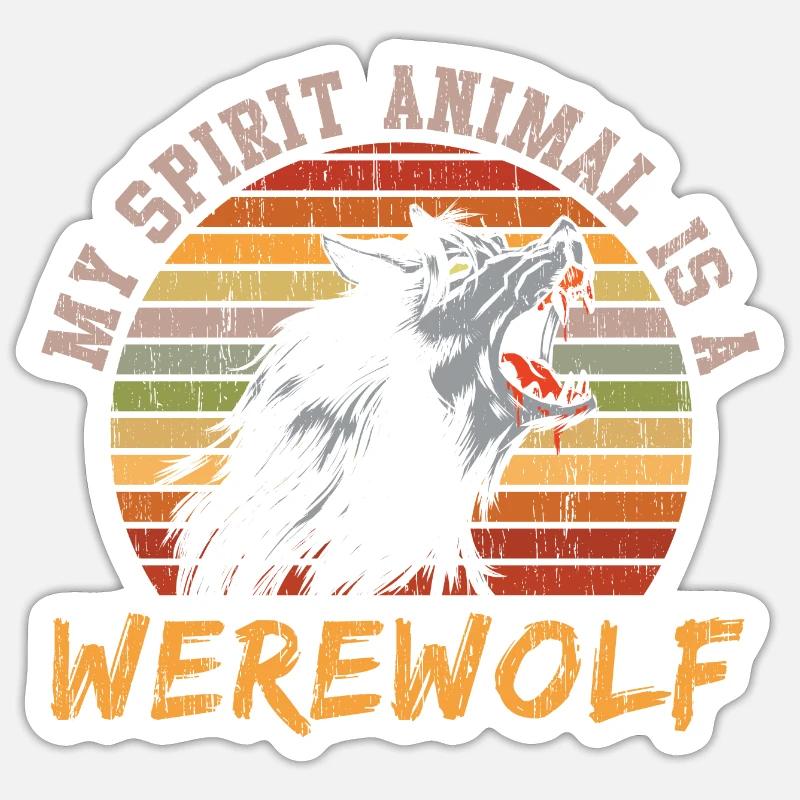Mein Geistes Tier ist Werwolf - Sticker Größe S (10 x 10 cm) - Mattweiß