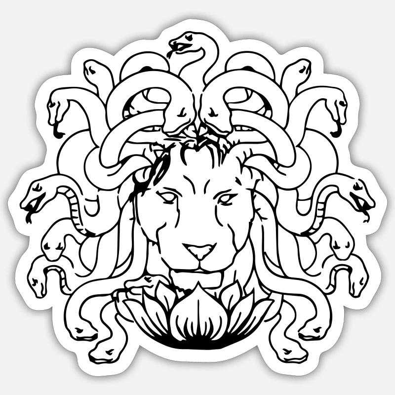 Méduse- Lion Sticker taille S (10 x 10 cm)