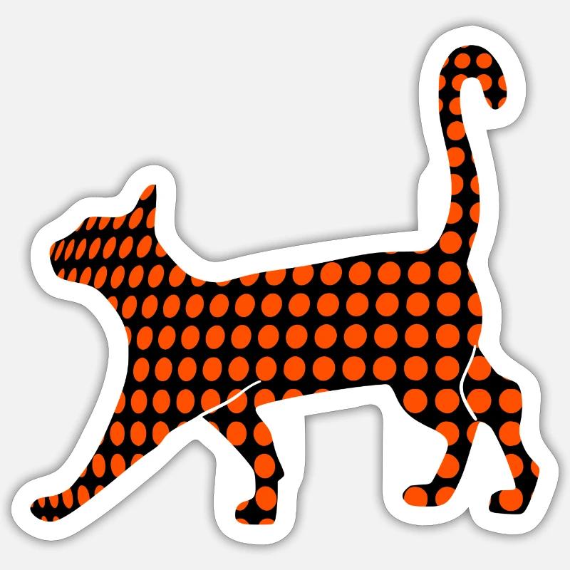 Schwarze Katze - Sticker Größe S (10 x 10 cm) - Mattweiß