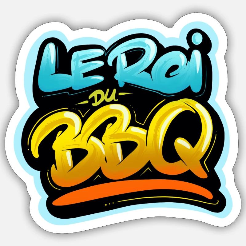 Le roi du barbecue - Sticker taille S (10 x 10 cm) - blanc mat