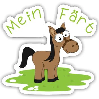Mein Färt Pferd witziges Lustiges mit Pferden - Sticker Größe S (10 x 10 cm) - Mattweiß - Vorne