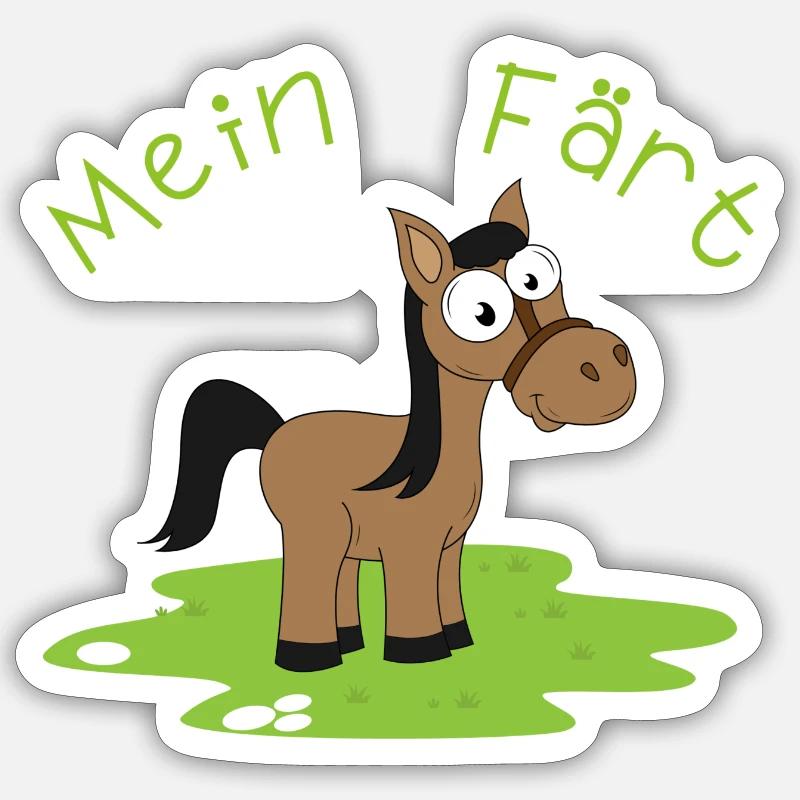Mein Färt Pferd witziges Lustiges mit Pferden - Sticker Größe S (10 x 10 cm) - Mattweiß