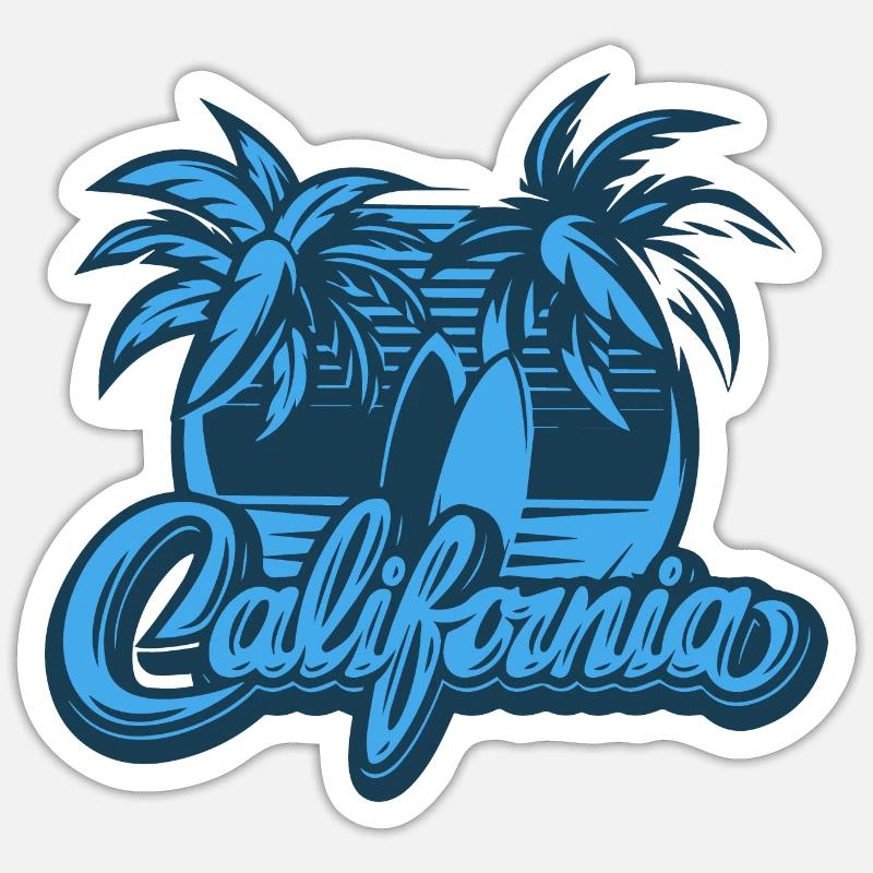 California Palms Surfboards Light Blue - Sticker Größe S (10 x 10 cm) - Mattweiß