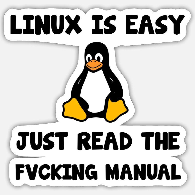 Linux Nerd Geek programmeur Hacker - Sticker taille S (10 x 10 cm) - blanc mat