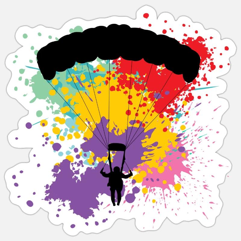 Fallschirm - Sticker Größe S (10 x 10 cm) - Mattweiß