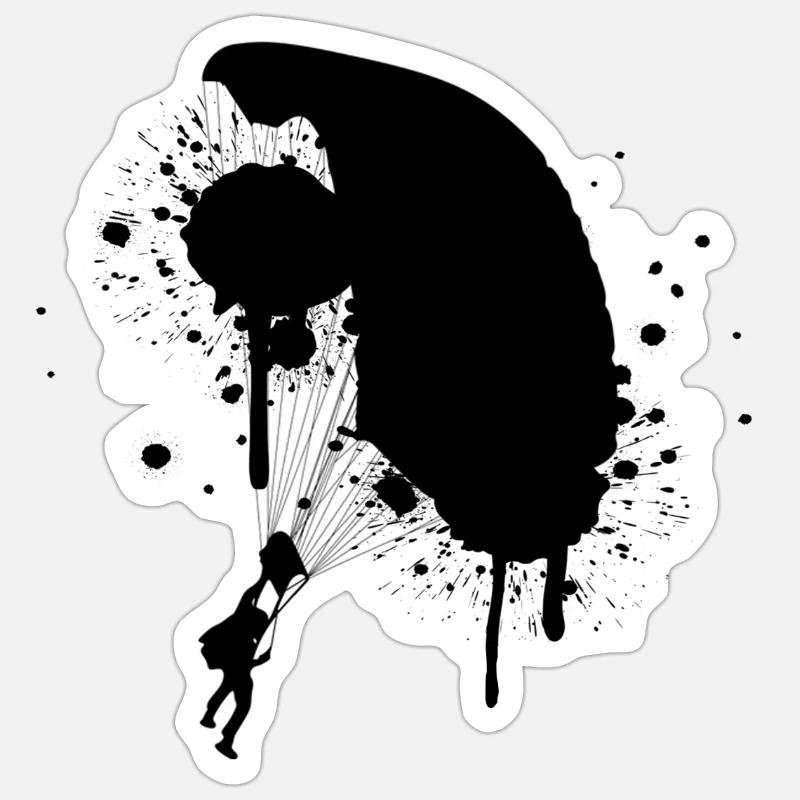 Fallschirm - Sticker Größe S (10 x 10 cm) - Mattweiß