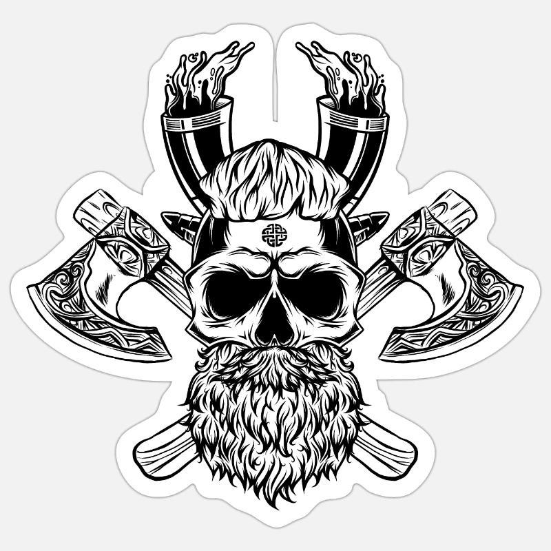 WIKINGER VIKINGS WALHALLA - Sticker Größe S (10 x 10 cm) - Mattweiß