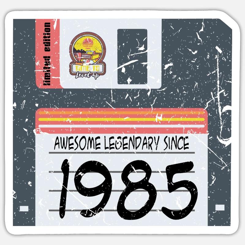 Nerd Anniversaire 1985 - Sticker taille S (10 x 10 cm) - blanc mat