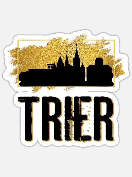 Trier Deutschland Stadt Skyline Heimat Liebe Gold - Sticker Größe S (10 x 10 cm) - Mattweiß