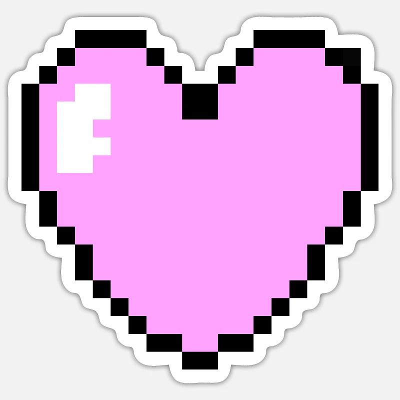 Pink Pixel Heart - Sticker size S (10 x 10 cm) - white matte