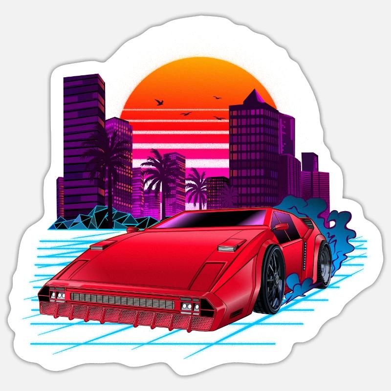 80s Synthwave Retro Car Sticker Größe S (10 x 10 cm)