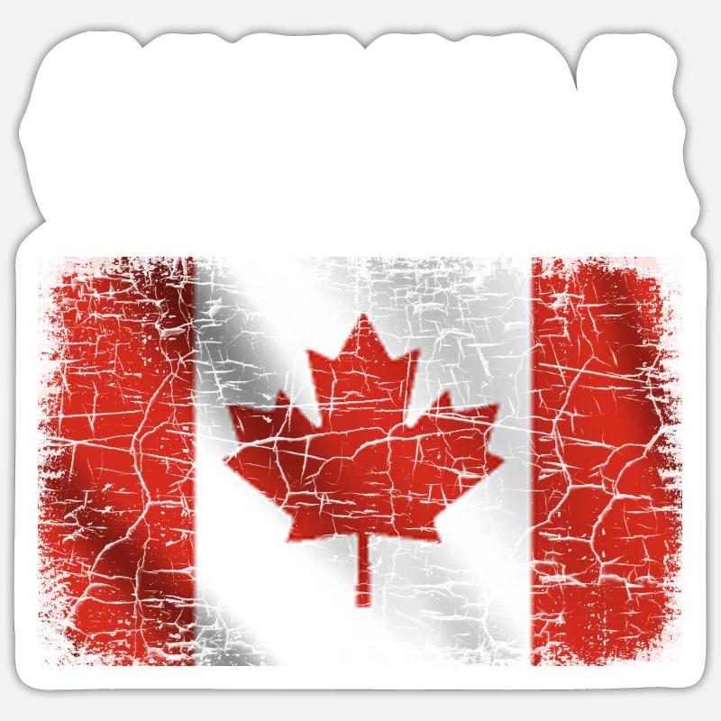 Drapeau du Canada Vintage Canada - Sticker taille S (10 x 10 cm) - blanc mat