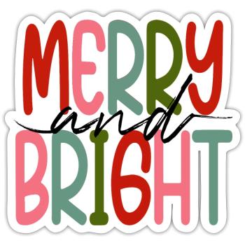 Merry and Bright Christmas - Sticker Größe S (10 x 10 cm) - Mattweiß - Vorne