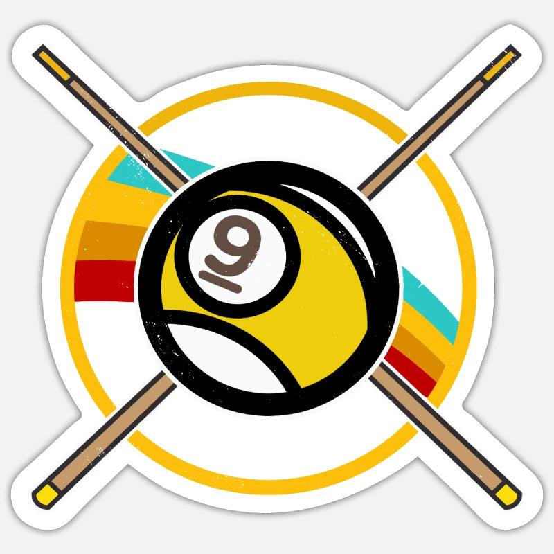 Billard 9-Ball - Sticker Größe S (10 x 10 cm) - Mattweiß