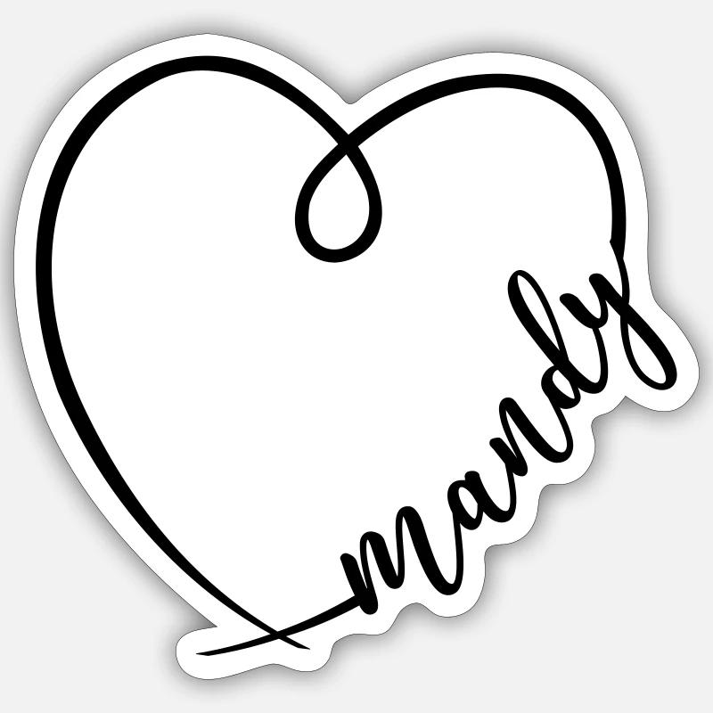 Mandy Name First Name Heart Drawing - Sticker size S (10 x 10 cm) - white matte