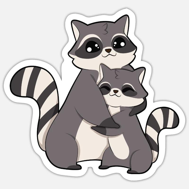 Hug Raton laveur - Sticker taille S (10 x 10 cm) - blanc mat