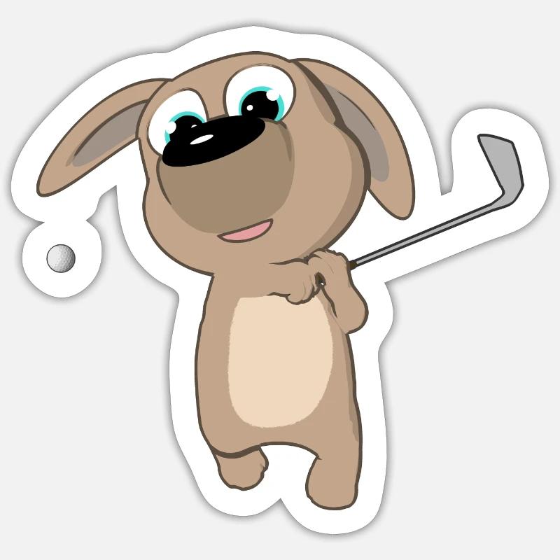 Puppy Golf Swing - Sticker size S (10 x 10 cm) - white matte