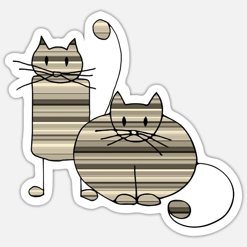 Chats - Sticker taille S (10 x 10 cm) - blanc mat