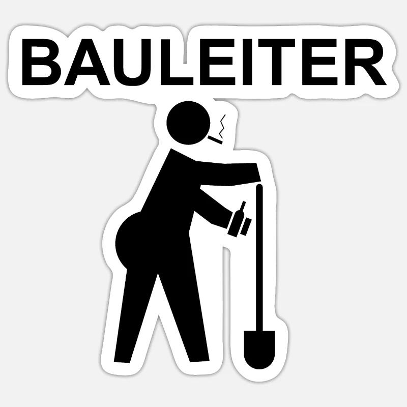 BAULEITER Bauarbeiter Manager Baustelle Lustig - Sticker Größe S (10 x 10 cm) - Mattweiß