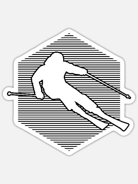Skier Skiers Men Skiing Women Skiing Skiing - Sticker size S (10 x 10 cm) - white matte