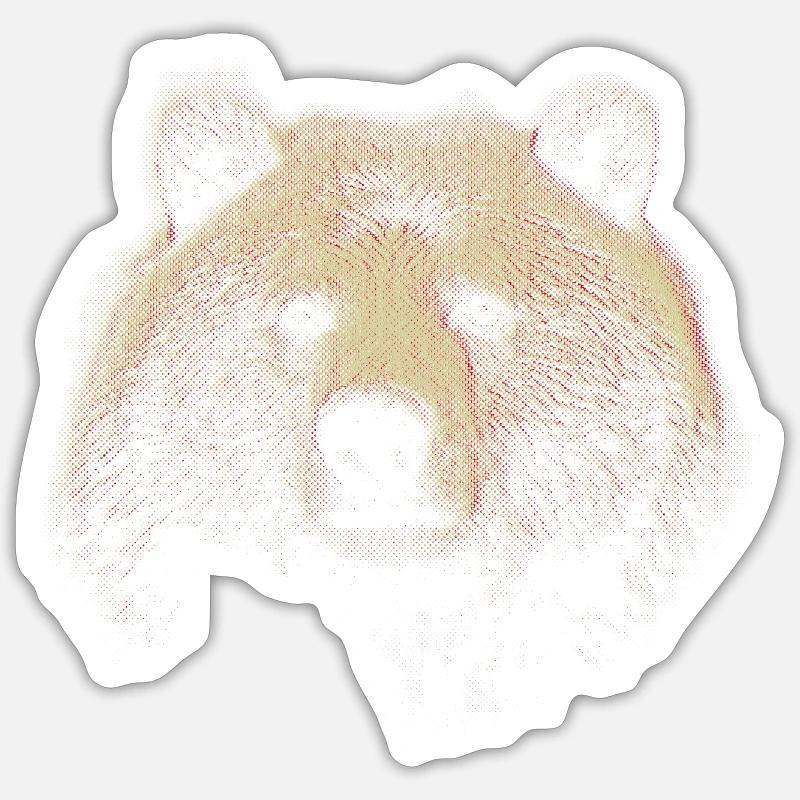 Tête d’ours rouge à demi-tons Sticker taille S (10 x 10 cm)
