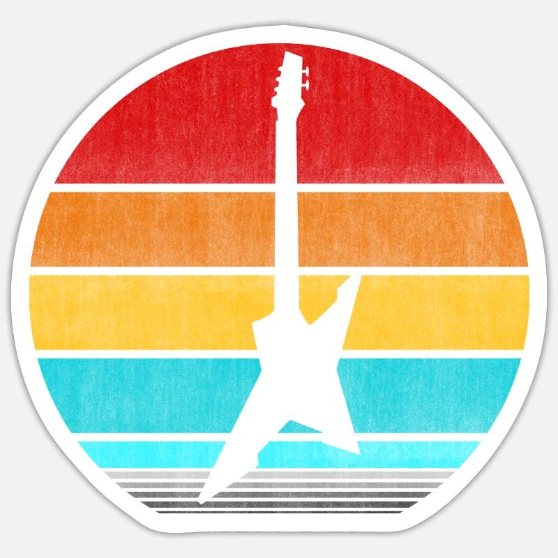 guitare électrique - Sticker taille S (10 x 10 cm) - blanc mat