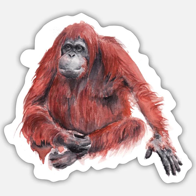 Orangutan - Sticker Größe S (10 x 10 cm) - Mattweiß