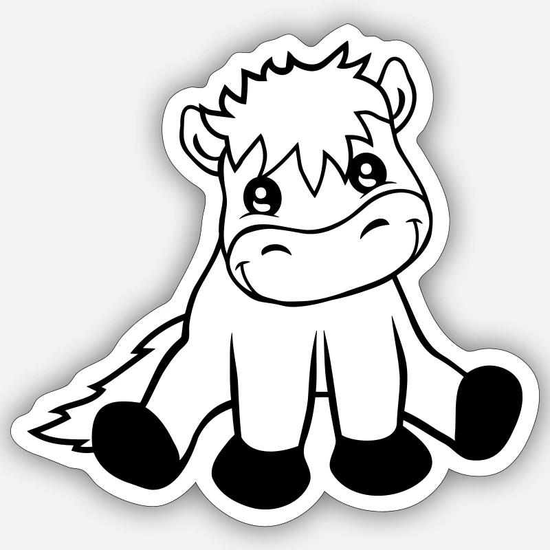 Friendly seated horse - Sticker size S (10 x 10 cm) - white matte