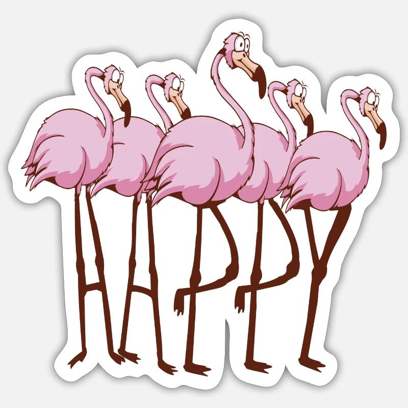 Flamants roses - Sticker taille S (10 x 10 cm) - blanc mat