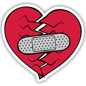 Pflaster Herz gebrochen - Sticker Größe S (10 x 10 cm) - Mattweiß - Vorne