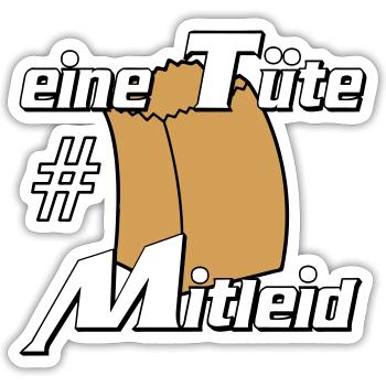 Party Shirt ,Feiern , Karneval, Tüte Mitleid (25) - Sticker Größe S (10 x 10 cm) - Mattweiß - Vorne