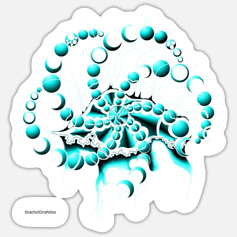 Psychédélique, Œil, turquoise Sticker taille S (10 x 10 cm)