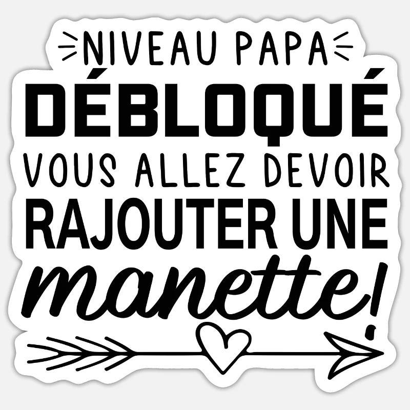 niveau papa débloqué, rajouter une manette - Sticker taille S (10 x 10 cm) - blanc mat