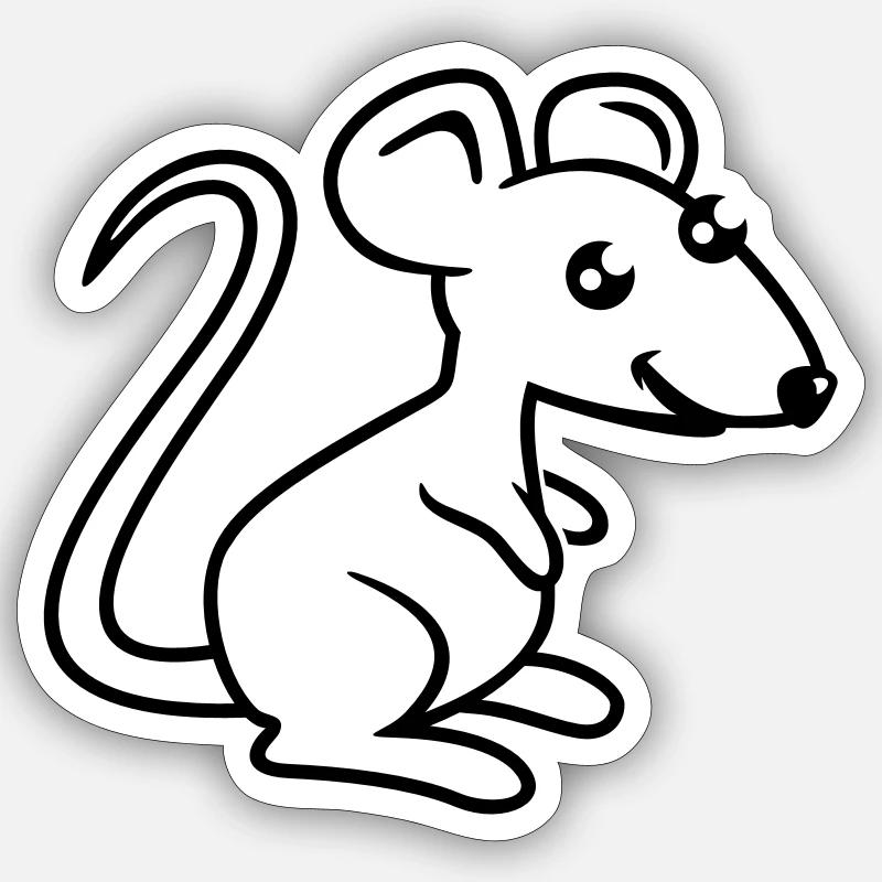 Souris câline (1c) - Sticker taille S (10 x 10 cm) - blanc mat