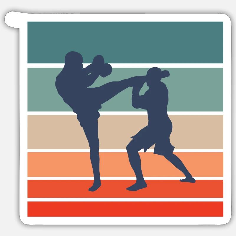 kickboxer kickboxing - Sticker taille S (10 x 10 cm) - blanc mat