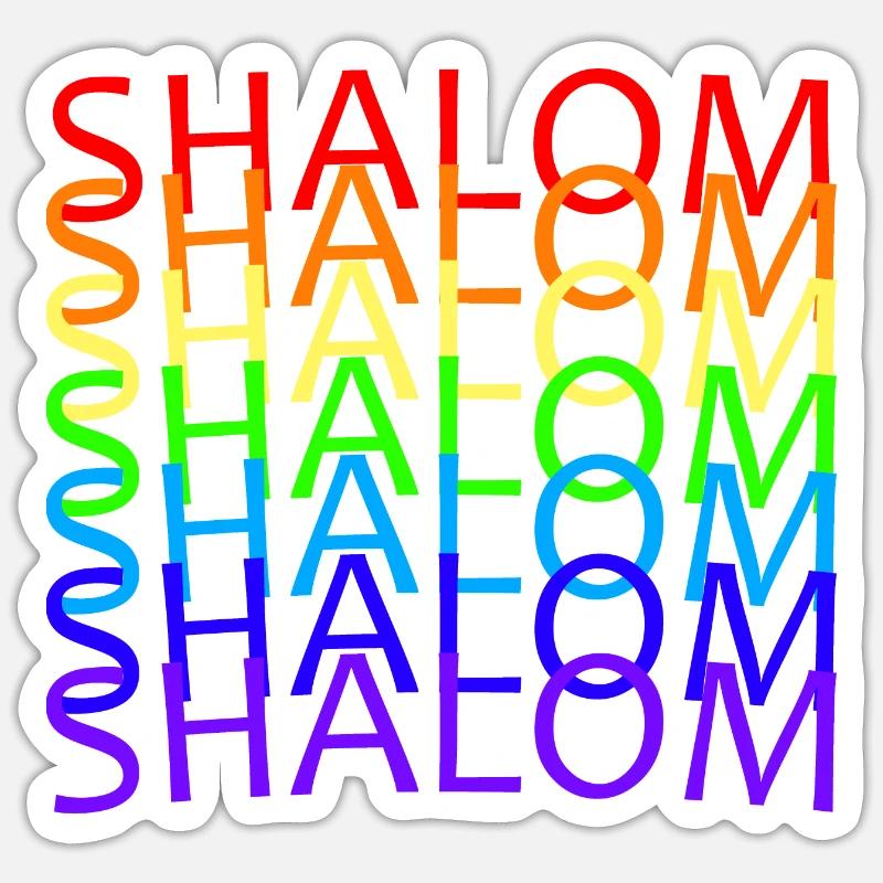 SHALOM - REGENBOGEN - Sticker Größe S (10 x 10 cm) - Mattweiß