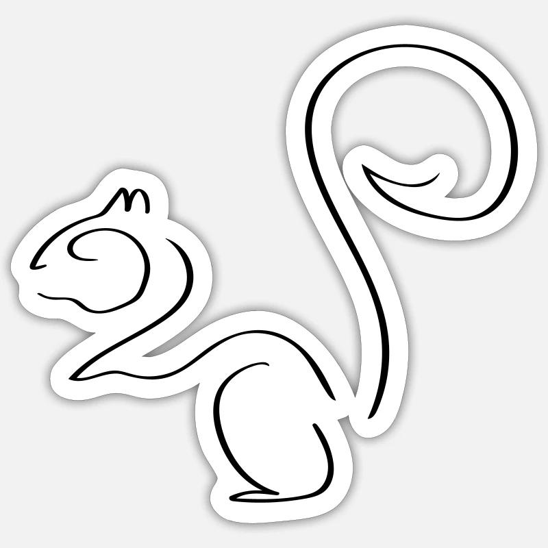 Eichhörnchen Line Art - Minimalistisch - Sticker Größe S (10 x 10 cm) - Mattweiß