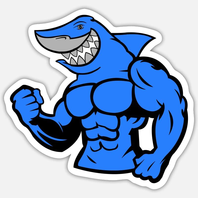 Requin fort - Sticker taille S (10 x 10 cm) - blanc mat