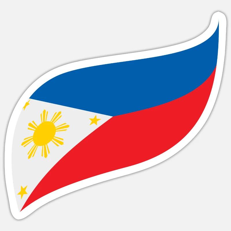 Drapeau des Philippines - Sticker taille S (10 x 10 cm) - blanc mat