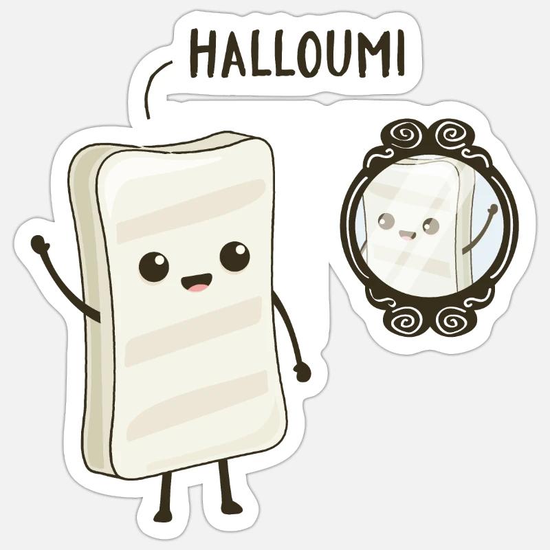 Halloumi - Sticker taille S (10 x 10 cm) - blanc mat