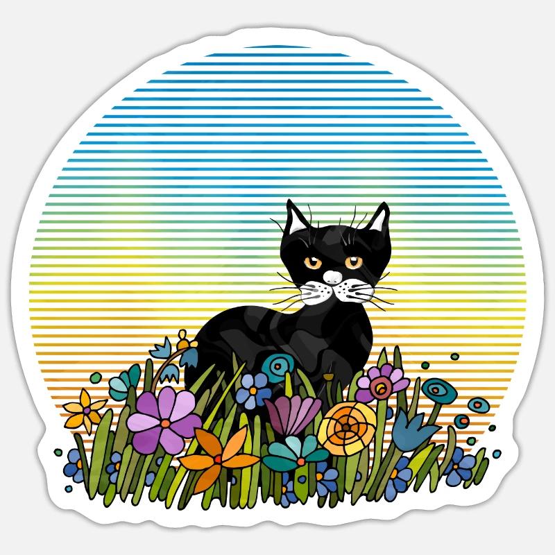 Chat - Sticker taille S (10 x 10 cm) - blanc mat