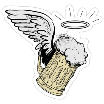 Bierengel - Verre à bière avec de petites ailes - Sticker taille S (10 x 10 cm) - blanc mat - Devant