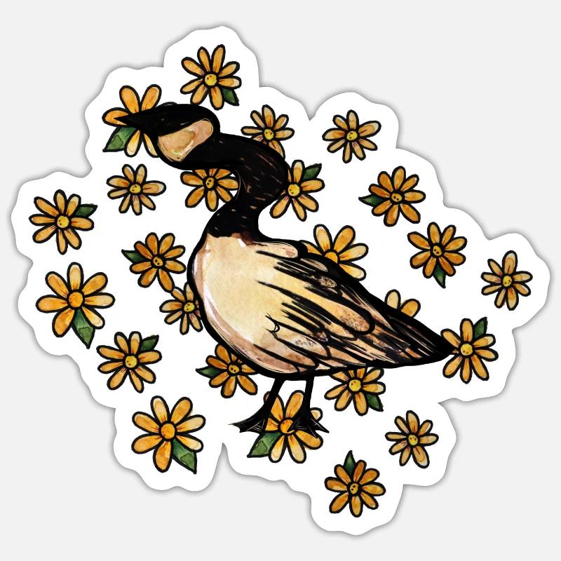 Oie canadienne - Sticker taille S (10 x 10 cm) - blanc mat