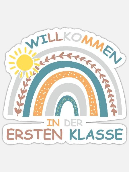 Willkommen Lehrer erste Klasse Einschulung Schule - Sticker Größe S (10 x 10 cm) - Mattweiß