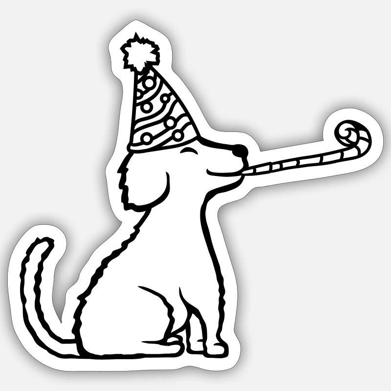 Welpe Geburtstagskind Geburtstag feiern - Sticker Größe S (10 x 10 cm) - Mattweiß